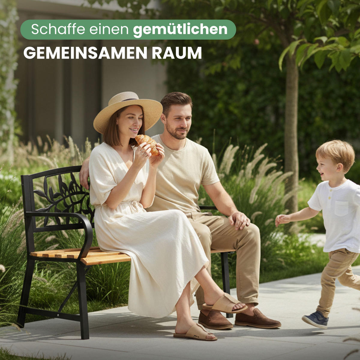 GARTENBANK REO Schwarz, Braun 118 x 87 x51,5 cm - Schwarz/Braun, Holz/Metall (118/87/51.5cm) - Akord