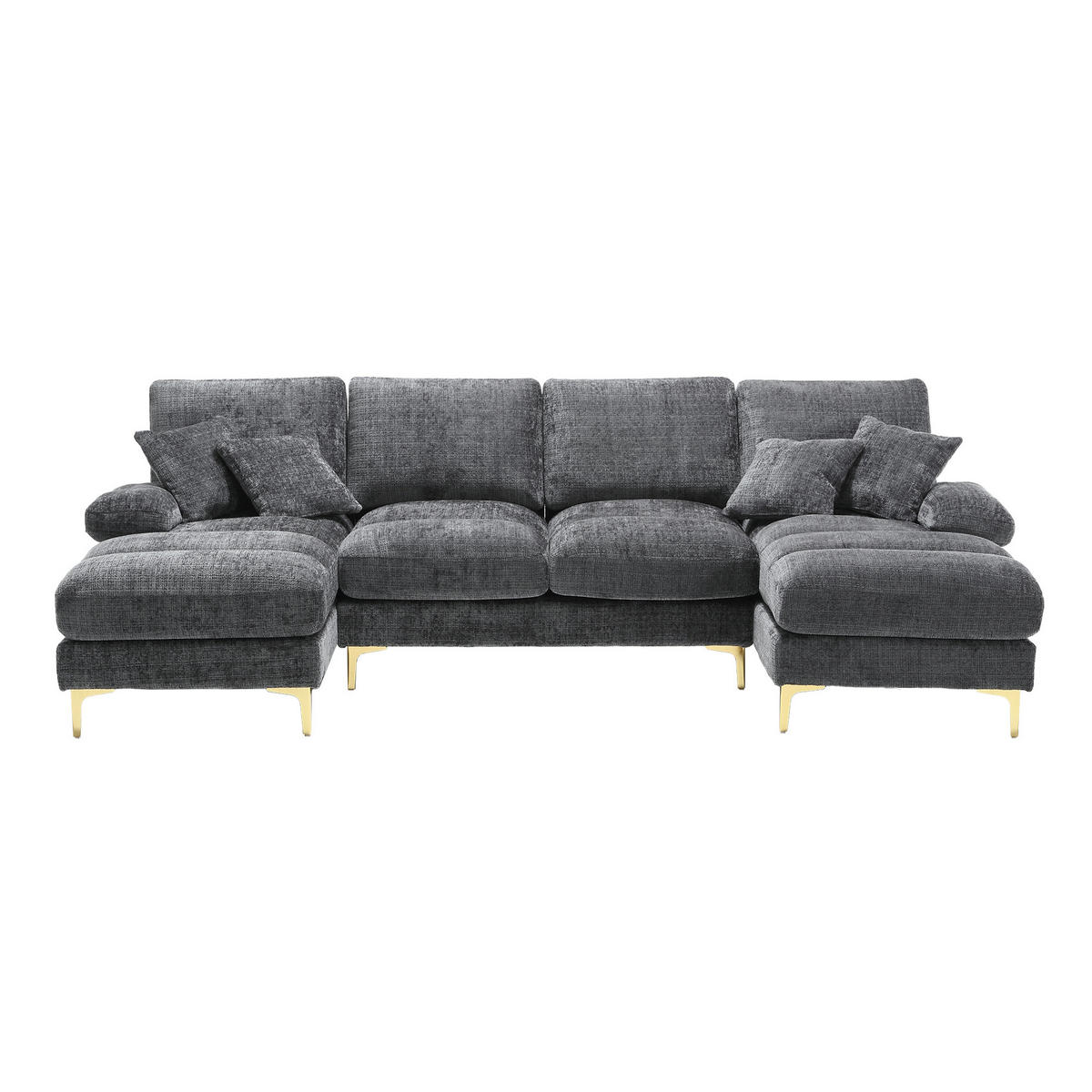 WOHNLANDSCHAFT 272/136/88 cm Grau mit doppelten Liegesitzen - Grau, Textil (272/88/136cm) - Oxeza