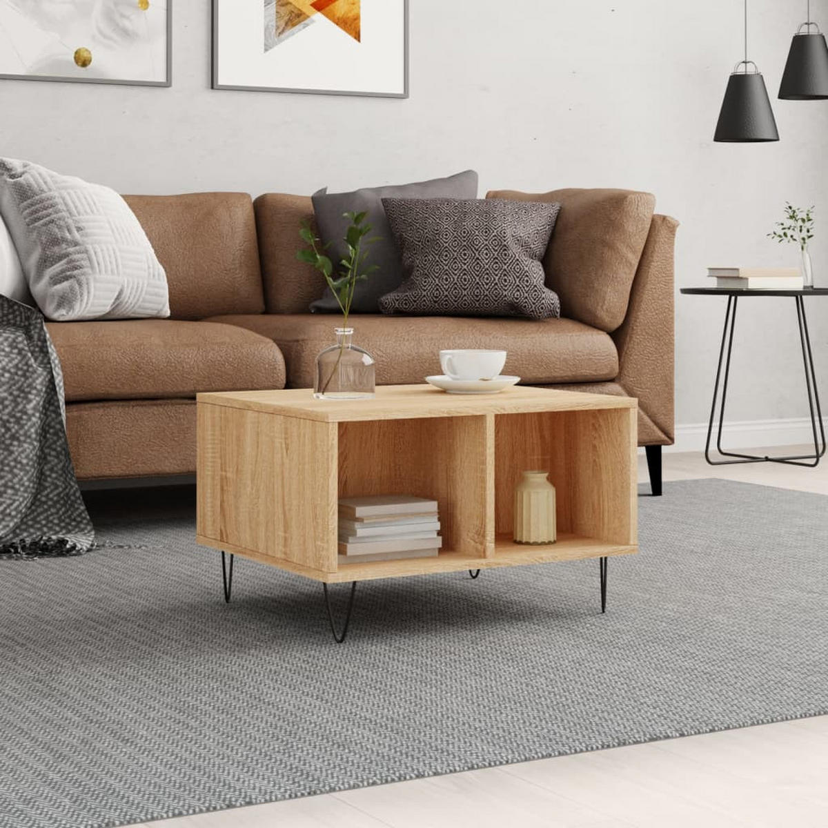 COUCHTISCH Sonoma-Eiche 60x50x36,5 cm Holzwerkstoff - Braun, Holzwerkstoff (60/50/36.5cm) - furnicato