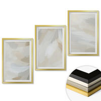WANDBILDER 3er Set - 40x60 cm Goldrahmen - Abstrakter Pinselhintergrund - Goldfarben, Kunststoff (40/60cm) - ArtPrintCave