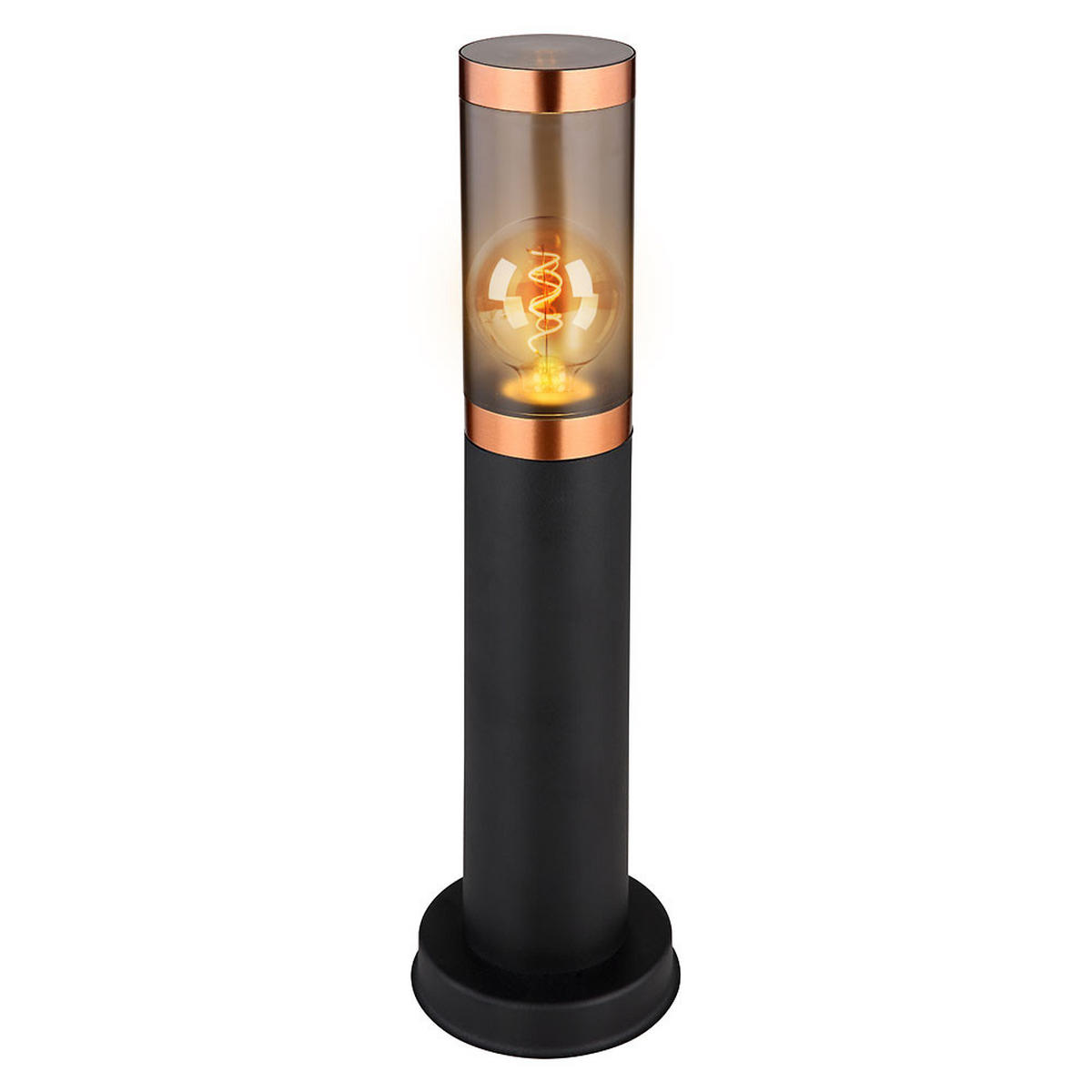 LED WEGLEUCHTE Edelstahl Schwarz Kupfer - Schwarz, Metall (12.7/12.7/45cm) - Globo Lighting