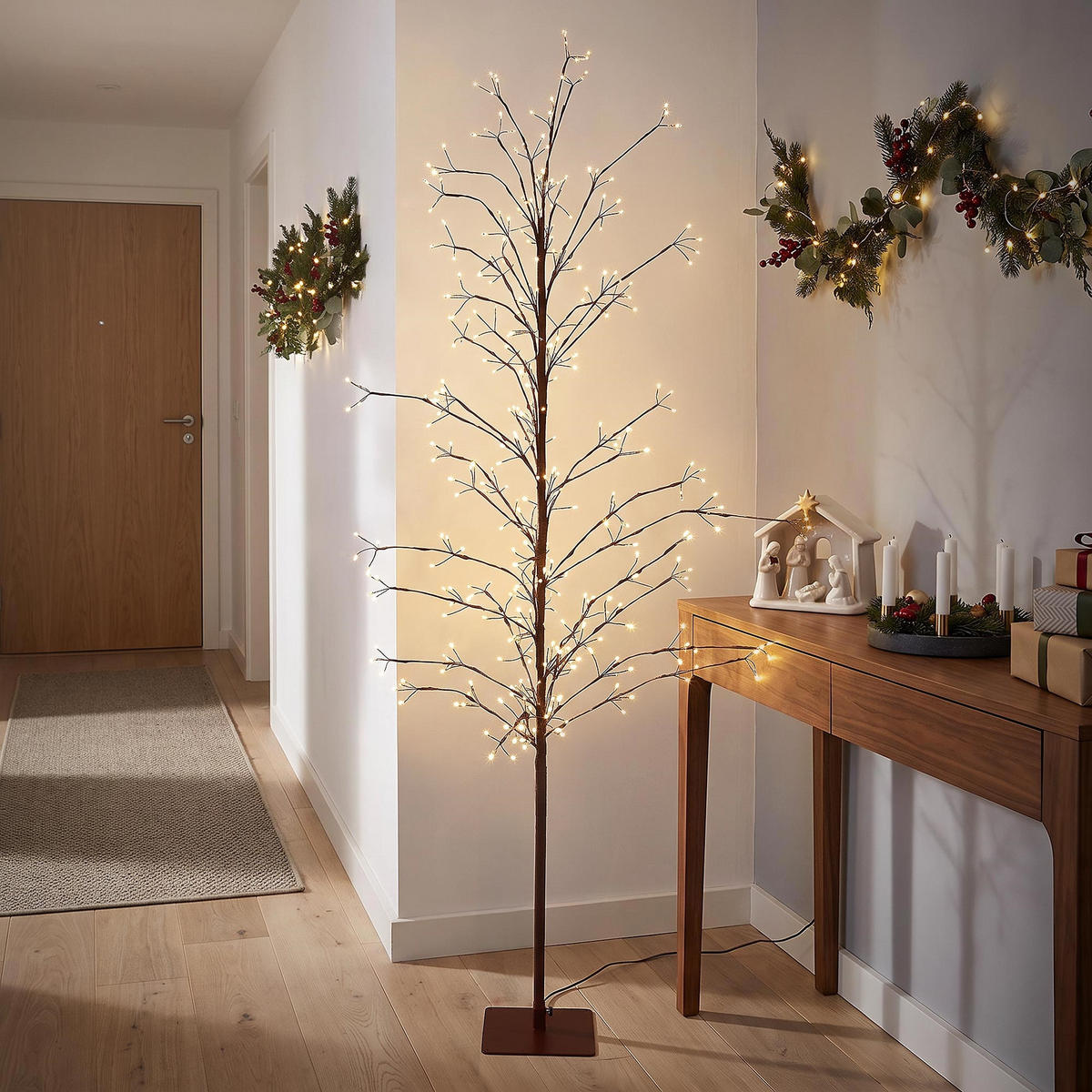 LED BAUM Outdoor Lichterbaum 180 cm Weihnachtsbeleuchtung Weihnachtsdeko 1170 LEDs Warmweiß Innen/Außen - Braun, Metall (85/180/85cm) - ECD-Germany
