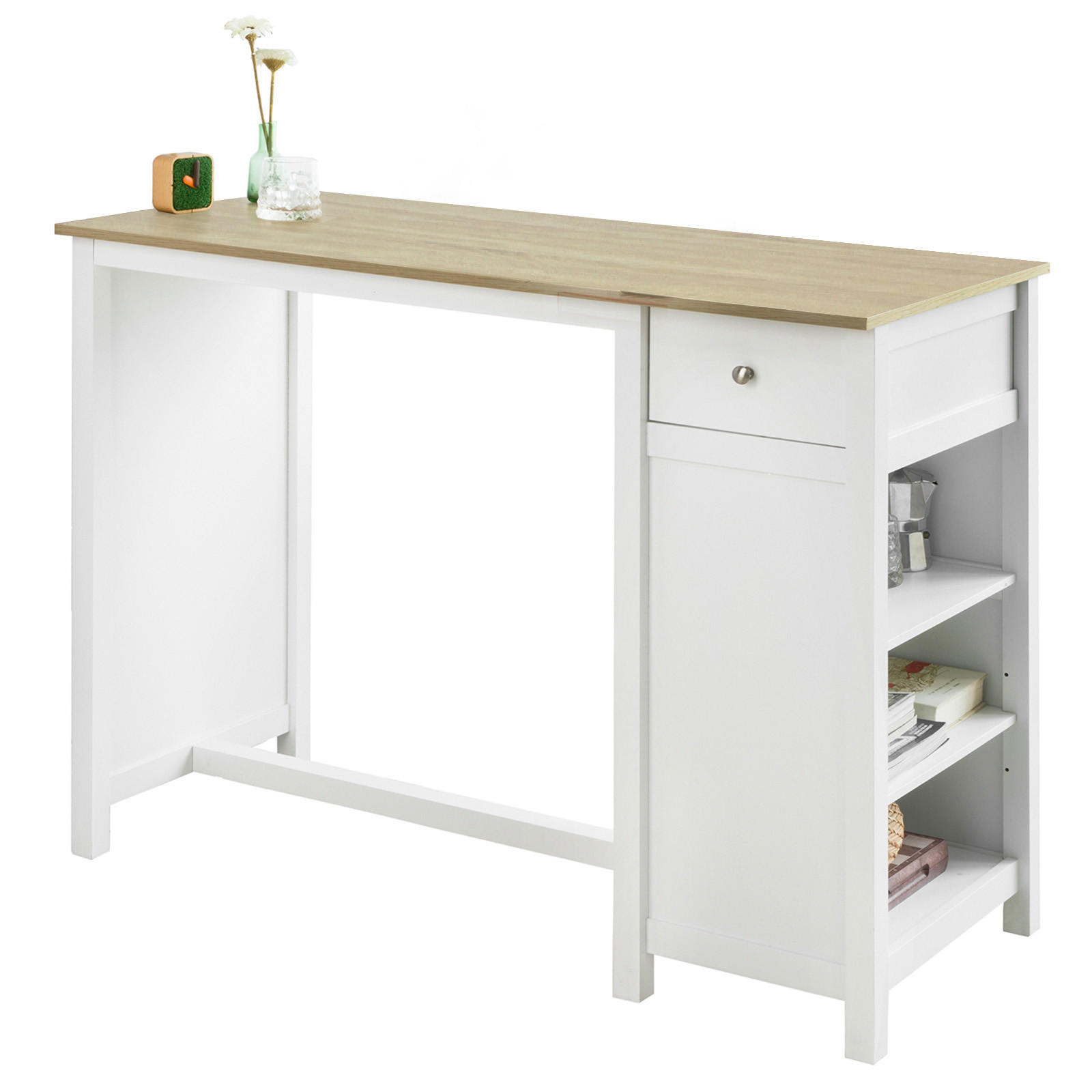 BARTISCH Weiß-Natur - Weiß, Holzwerkstoff (120/90/55cm) - SoBuy