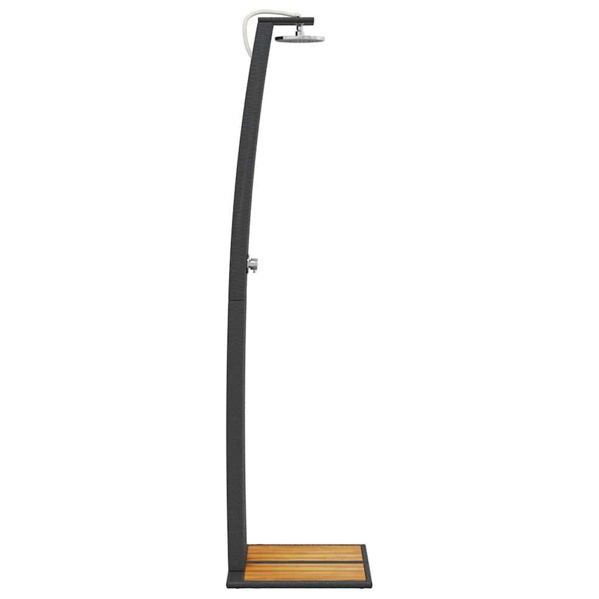 GARTENDUSCHE Schwarz 55/60/224 Cm Poly Rattan Und Akazienholz - Schwarz, Holz (55/224/60cm) - vidaXL