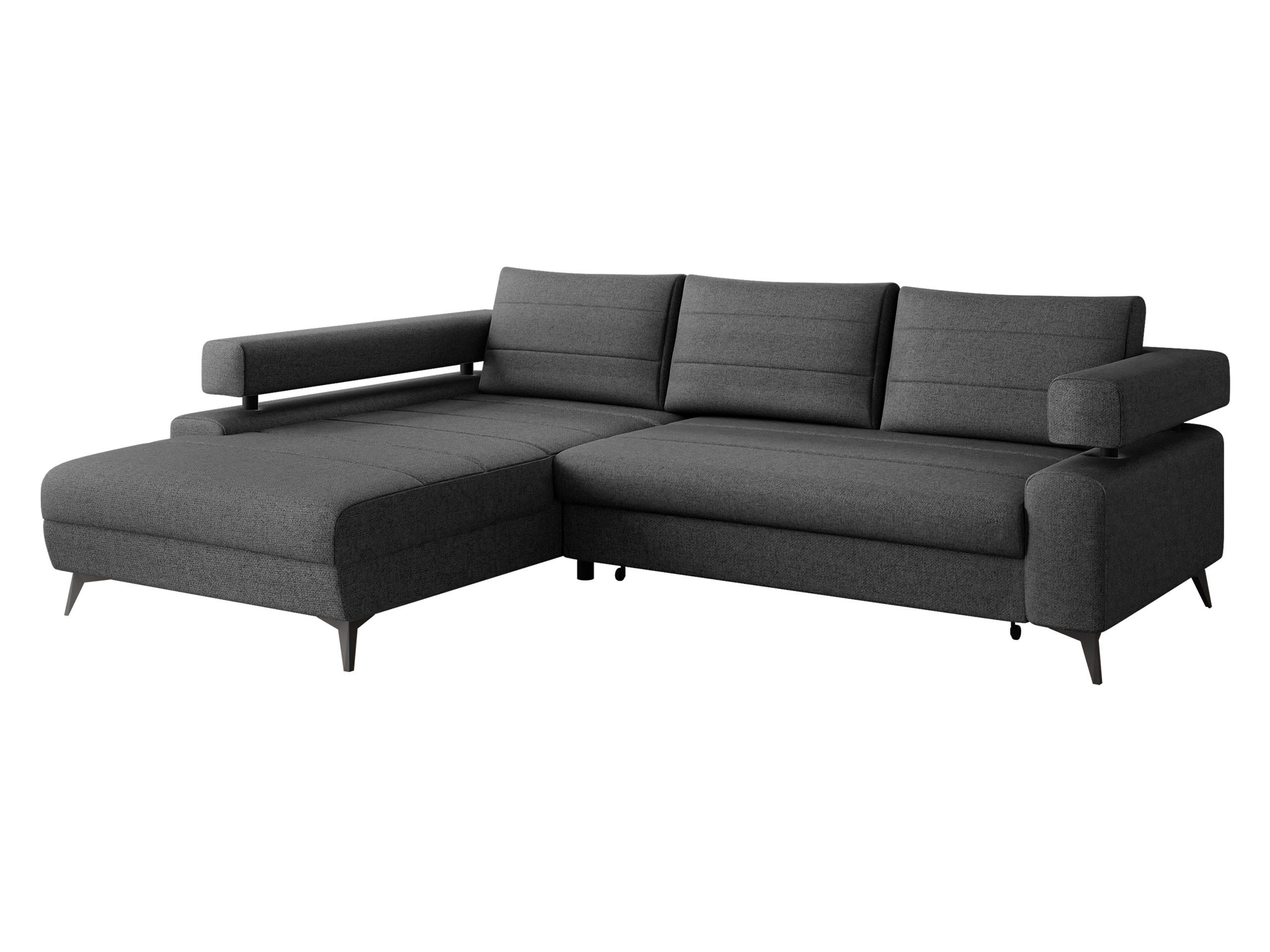 ECKSOFA Rosa, Seite: Links OT-2R - Dunkelgrau/Schwarz, Holz/Textil (265/184cm) - MIRJAN24