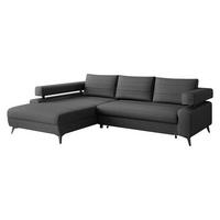 ECKSOFA Rosa, Seite: Links OT-2R - Dunkelgrau/Schwarz, Holz/Textil (265/184cm) - MIRJAN24