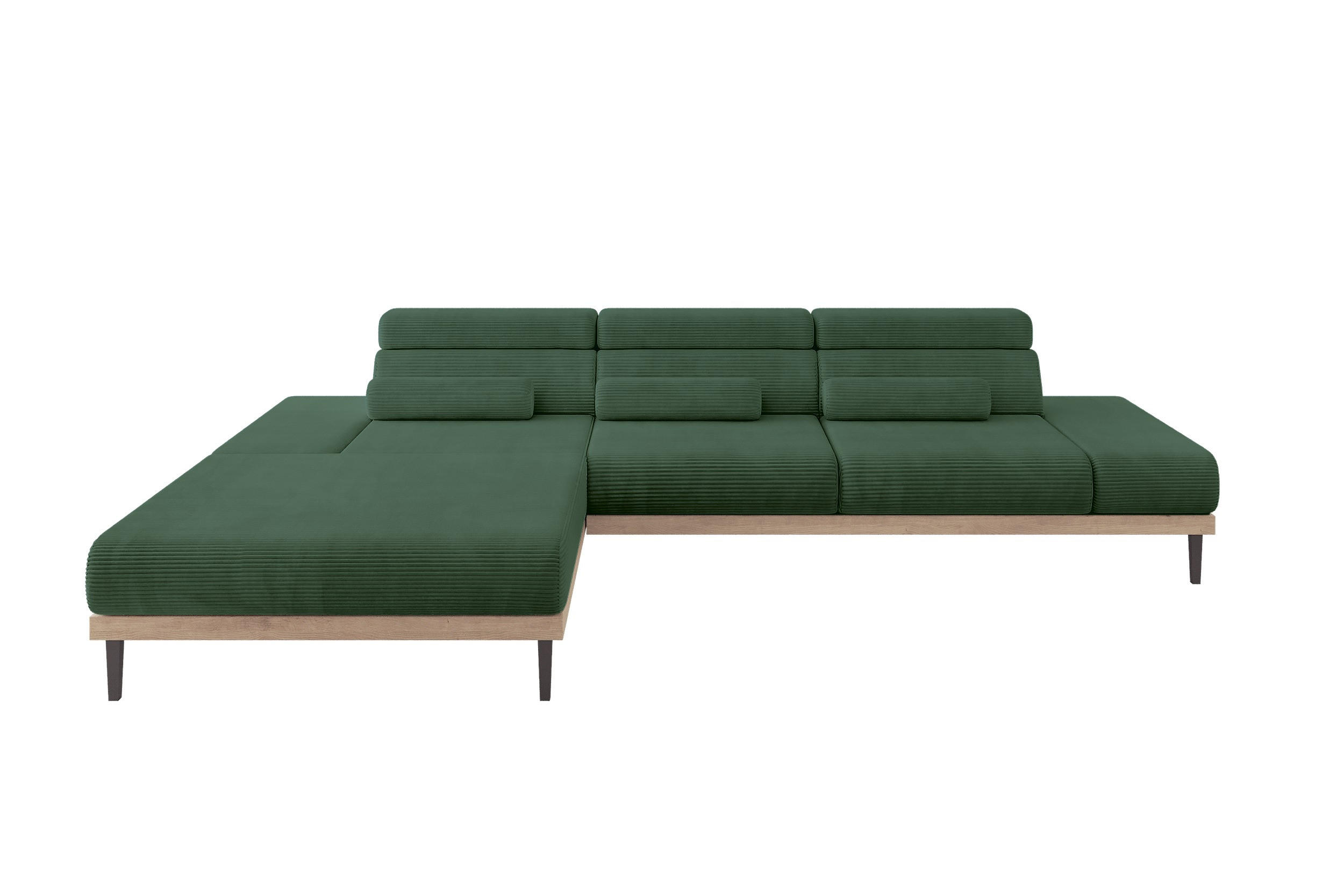 ELEKTRISCHES ECKSOFA Links MONA 316x205x85 Grün Cord - Salbeigrün/Grün, Holzwerkstoff/Textil (316/205cm) - ALTDECOR