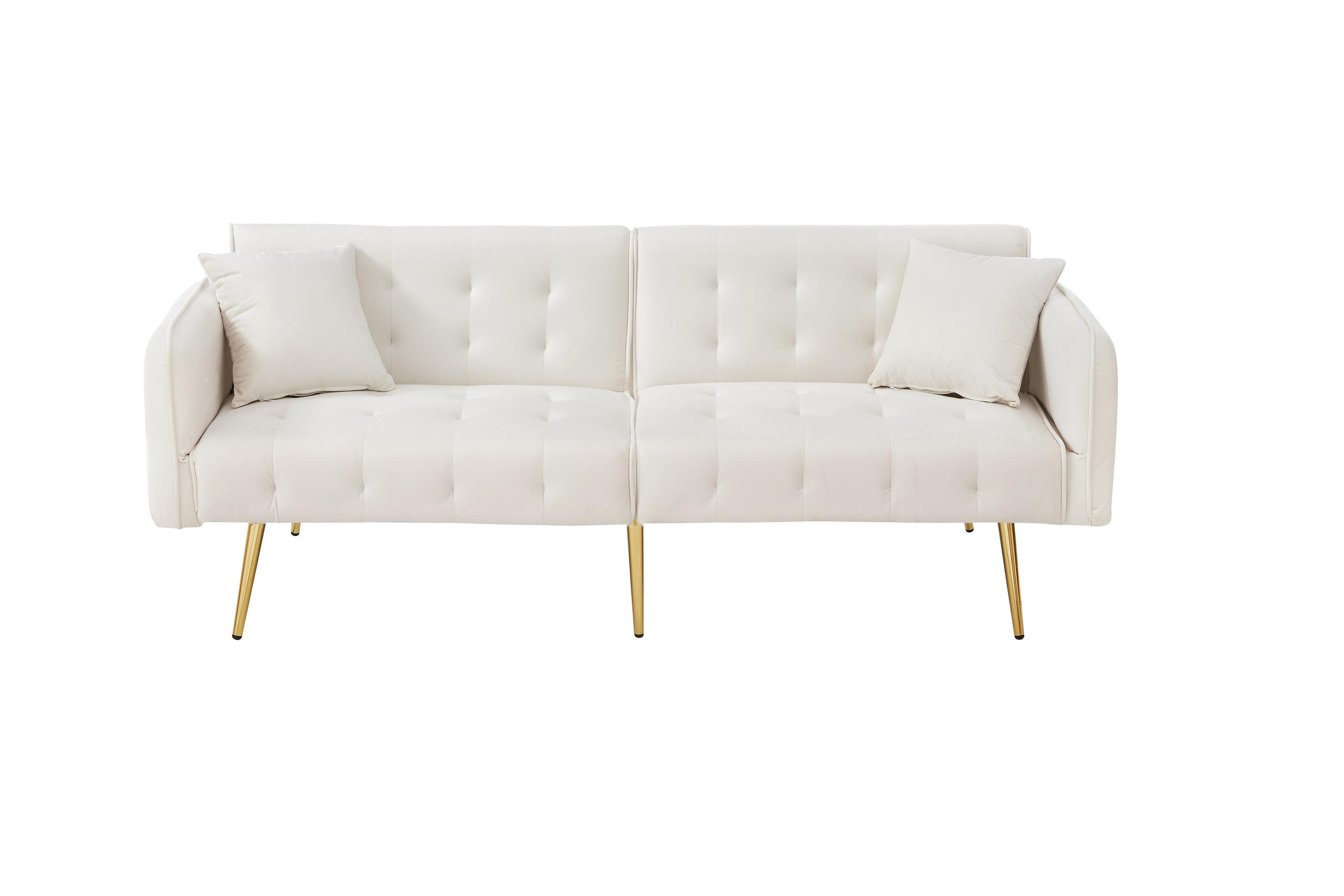 SOFABETT Samt mit verstellbarer Rückenlehne und Armlehnen Antikweiß 178/82/70 cm - Weiß, Textil (82/70/178cm) - Redom