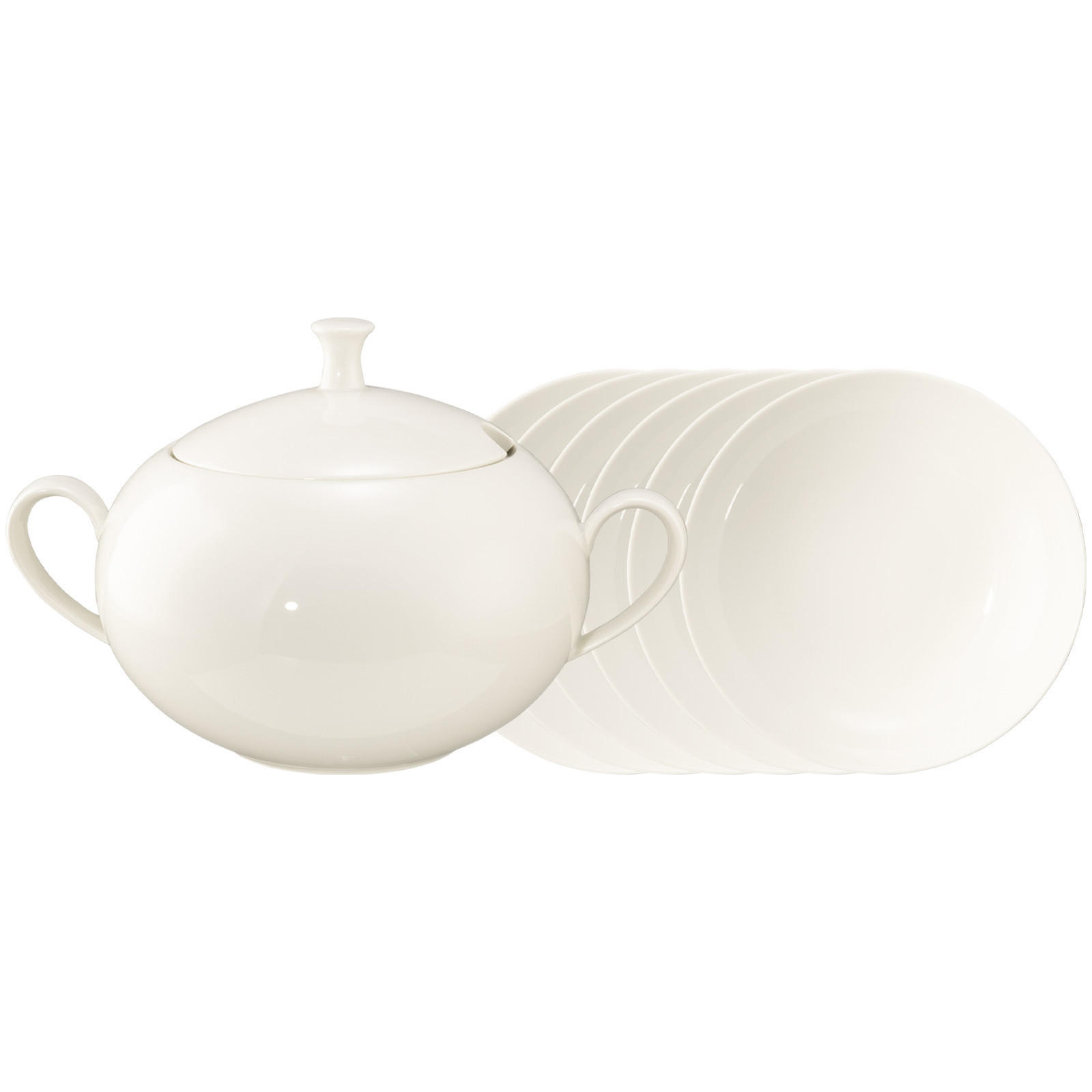 SUPPEN-SET Savona Fine Diamond creme 7er Set - Creme, Keramik (2/2/2cm) - Seltmann Weiden