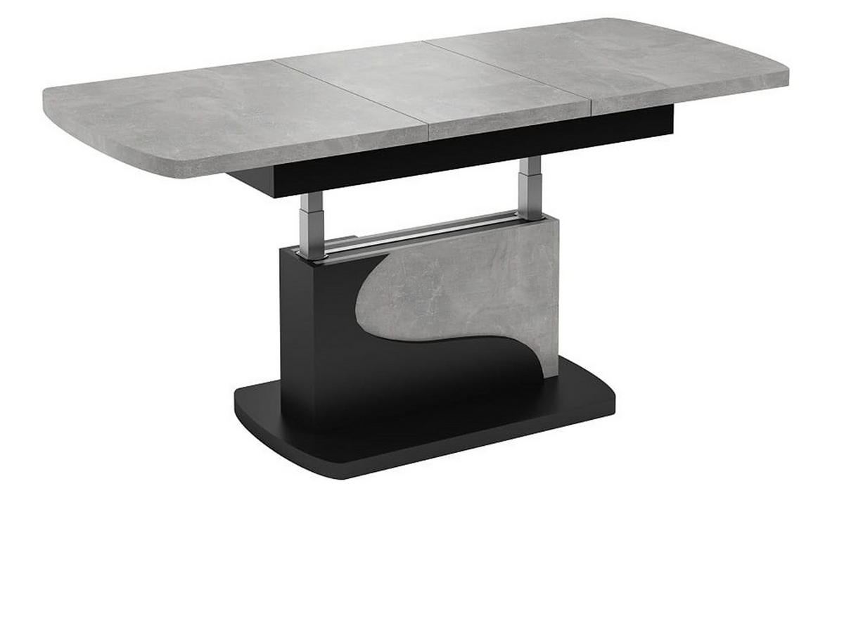 COUCHTISCH rechteckig Beton - Schwarz ausziehbar höhenverstellbar - Hellgrau/Schwarz, Holzwerkstoff (70/120/58cm) - designimpex