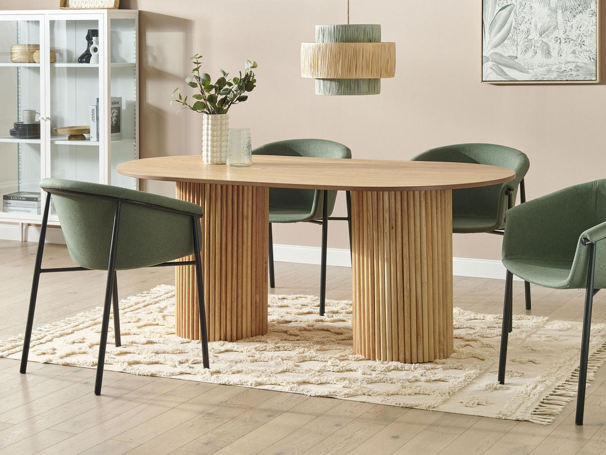 ESSTISCH 180/100/76 cm Hellbraun Oval Sheridan - Hellbraun, Holzwerkstoff (180/100/76cm) - Beliani