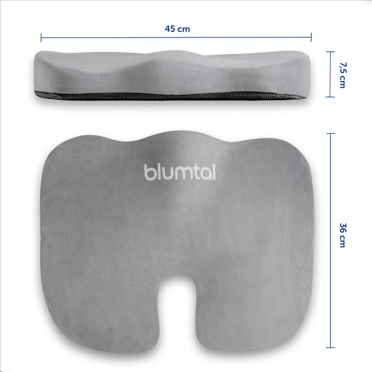 SITZKISSEN Memory Foam medium (70-90 kg), 44/34 cm - Schwarz, Kunststoff (34/44/7cm) - Blumtal
