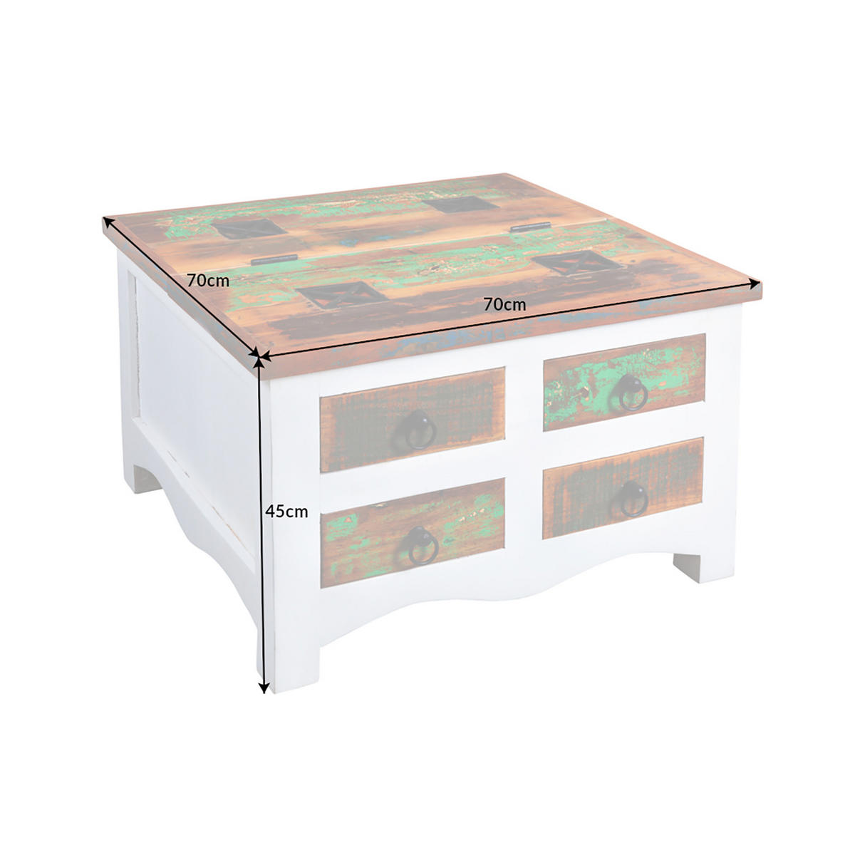 COUCHTISCH JAKARTA Holz Weiß 70 cm - Multicolor/Weiß, Holz (70/70/45cm) - riess-ambiente