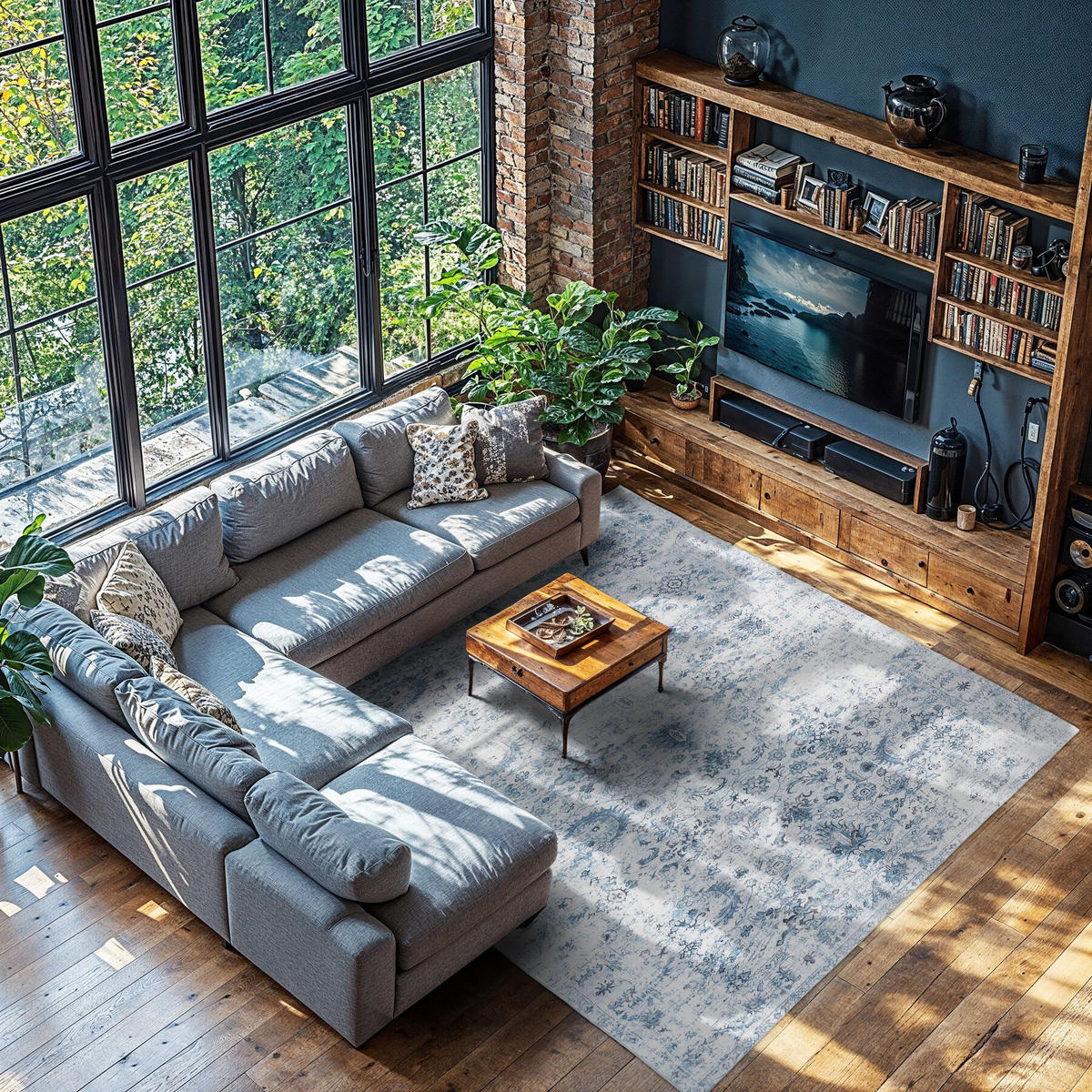 TEPPICH Vintage Design Amara,rutschfeste Unterseite,blau - Blau, Kunststoff (240/340cm) - tectake