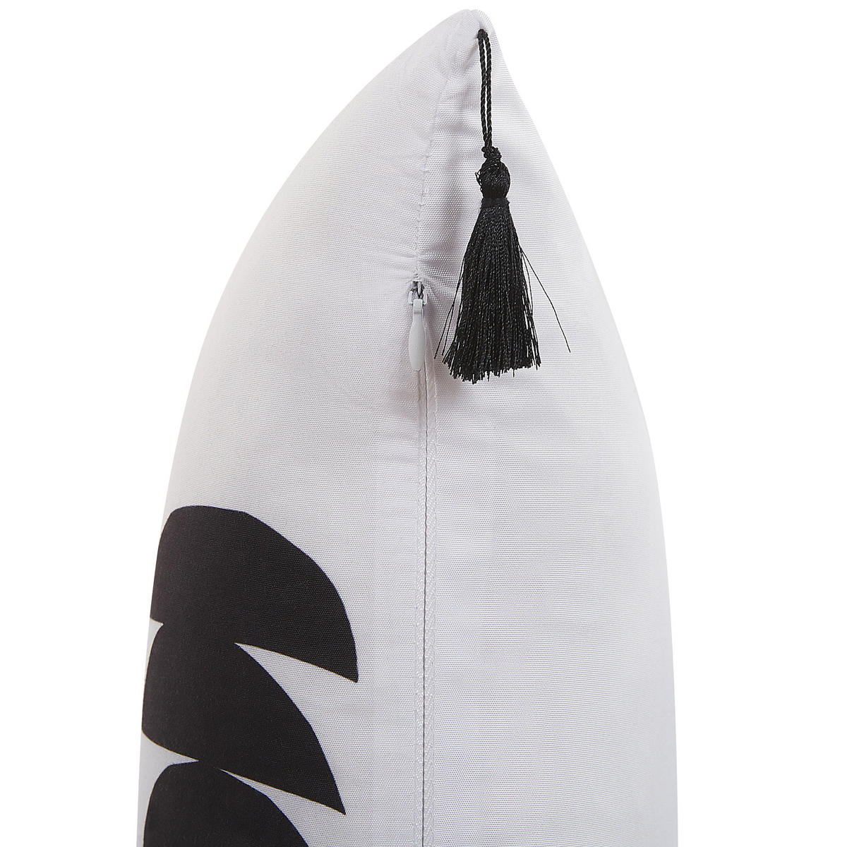 DEKOKISSEN 2er-Set Schwarz-Weiß 30/50 cm Liriope - Schwarz, Textil (30/50cm) - Beliani