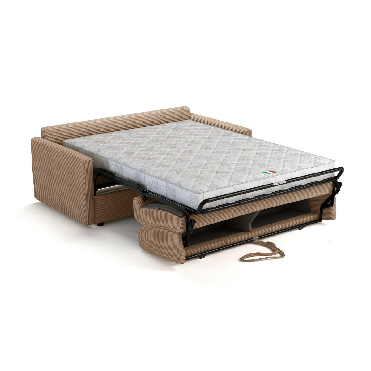 SCHLAFSOFA mit 3 Plätzen aus geripptem Samt, 175 cm lang - Braun, Textil (100/87/175cm) - Calicosy