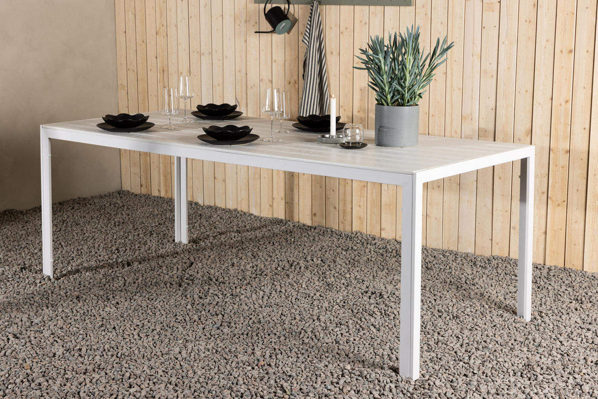 GARTENESSTISCH BREAK Weiß 90x205x75 cm - Weiß, Metall (205/90/75cm) - FURNLUX