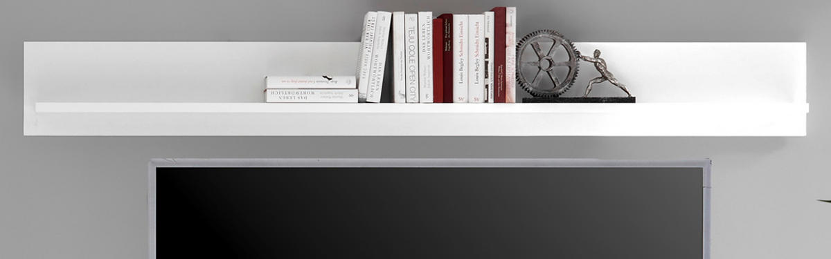 WANDBOARD weiß Hochglanz, Wandregal 184 cm - Weiß, Holzwerkstoff/Metall (184/22/15cm) - Furn.Design