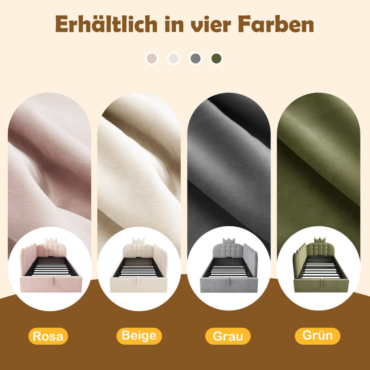 ČALOUNĚNÁ postel 90/190 cm šedá z sametu s korunkovým čelem a úložným prostorem - šedá, textil (90/190cm) - OKWISH