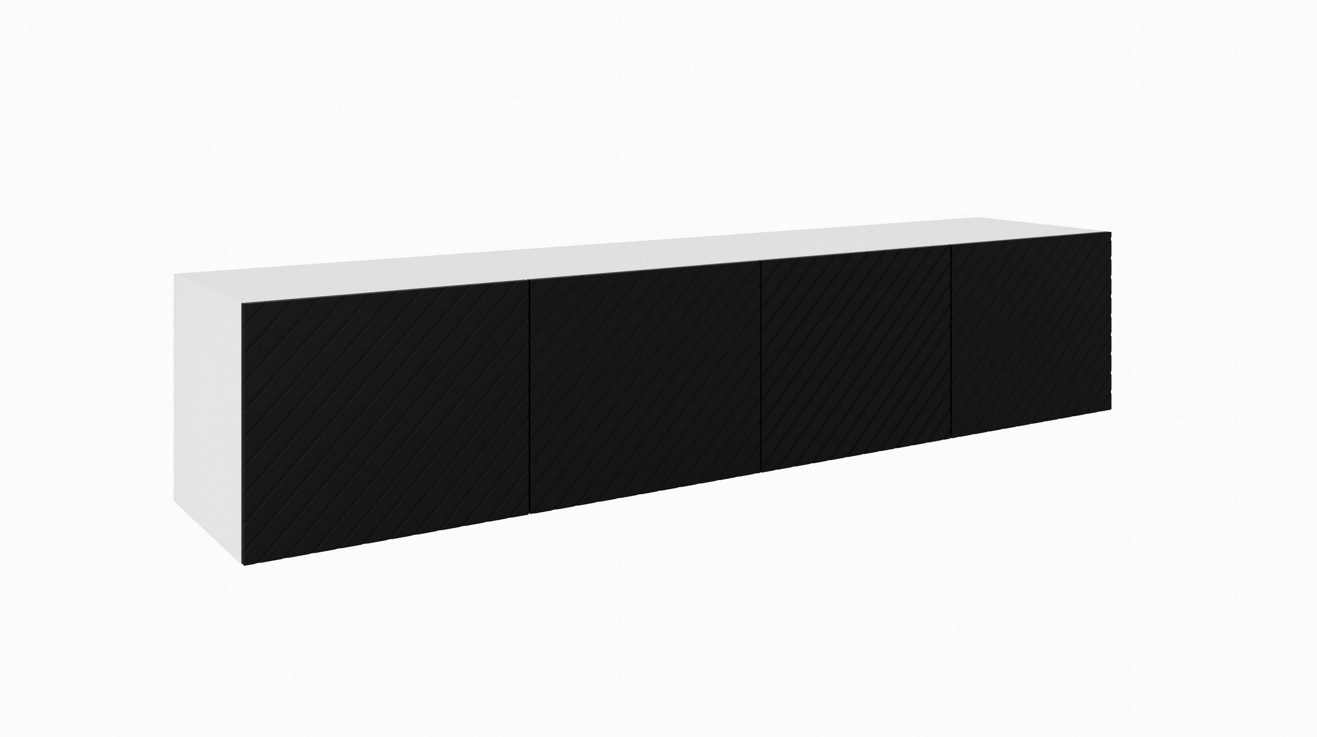 Meblini Tv-Schrank Weiß, Schwarz 200x41x40 cm