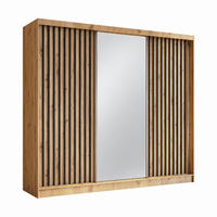 KLEIDERSCHRANK Lumil 240 cm Artisan Spiegel Griffe silber - Eiche Artisan, Holzwerkstoff (240/216/61cm) - KS Home Concept