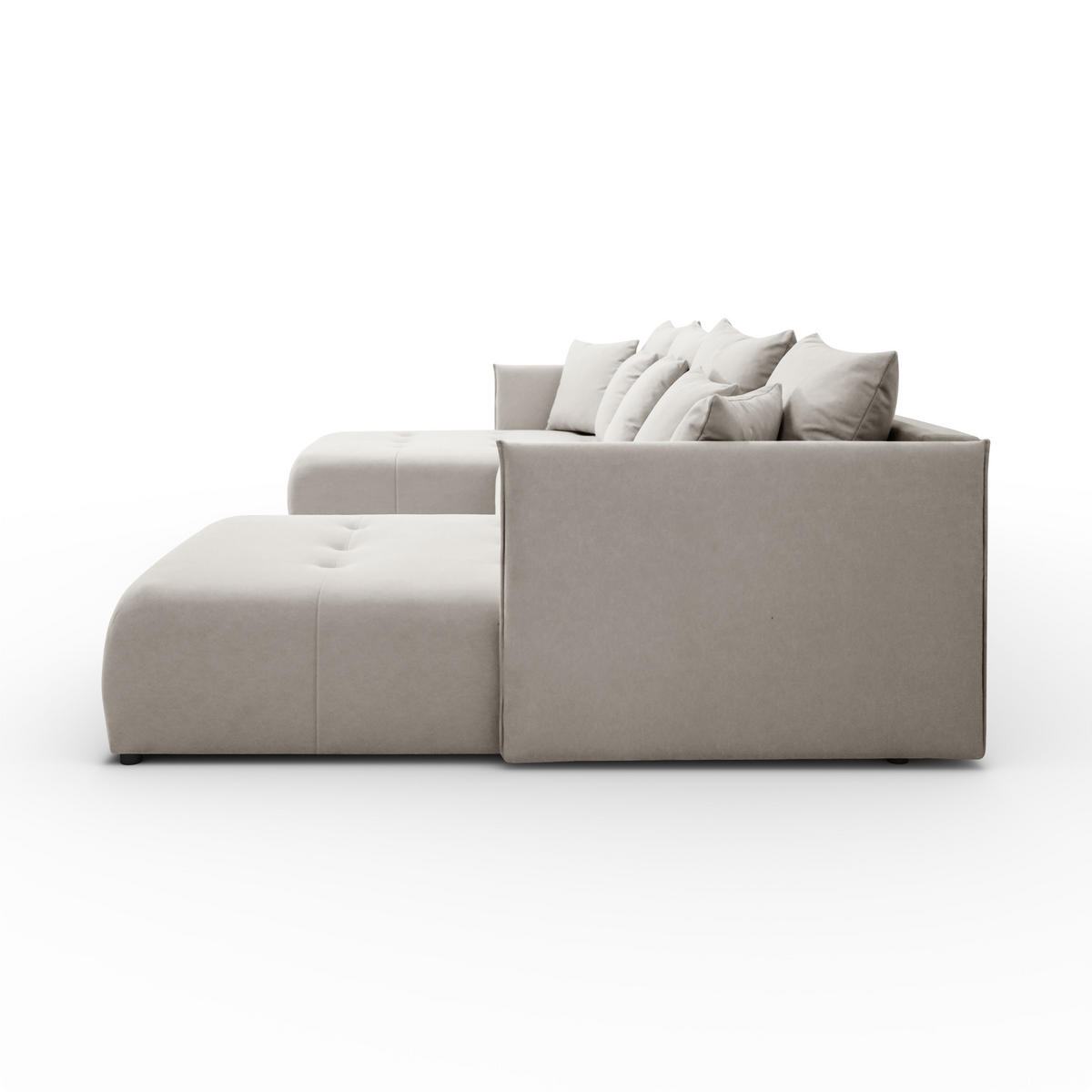 ECKSOFA Sofa U-Form Couch U form Hannover Stoff Castel Ecru - Ecru, Holz (348/188cm) - Kaiser Möbel