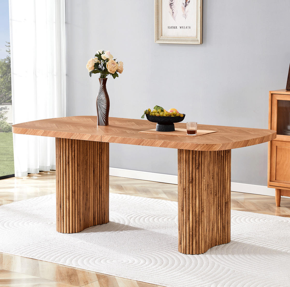 JEDÁLENSKÝ stôl 180/90 cm z MDF v orechovom dekore, moderný minimalistický - hnedá, kompozitné drevo (180/90/76cm) - BEAOK
