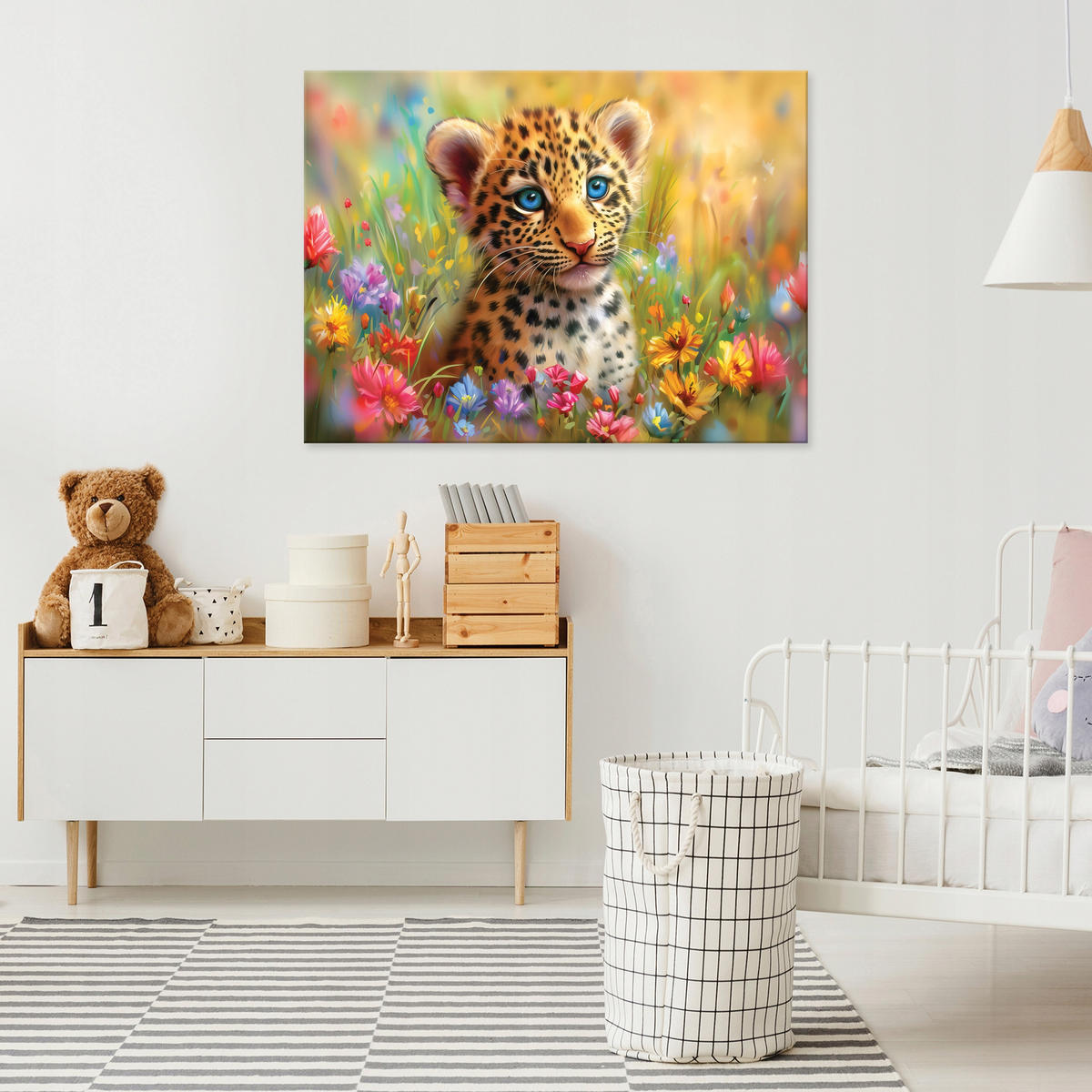 LEINWANDBILD Tiere Panther Bunt 100x70 cm - Multicolor, Holzwerkstoff (100/70cm) - Wallarena