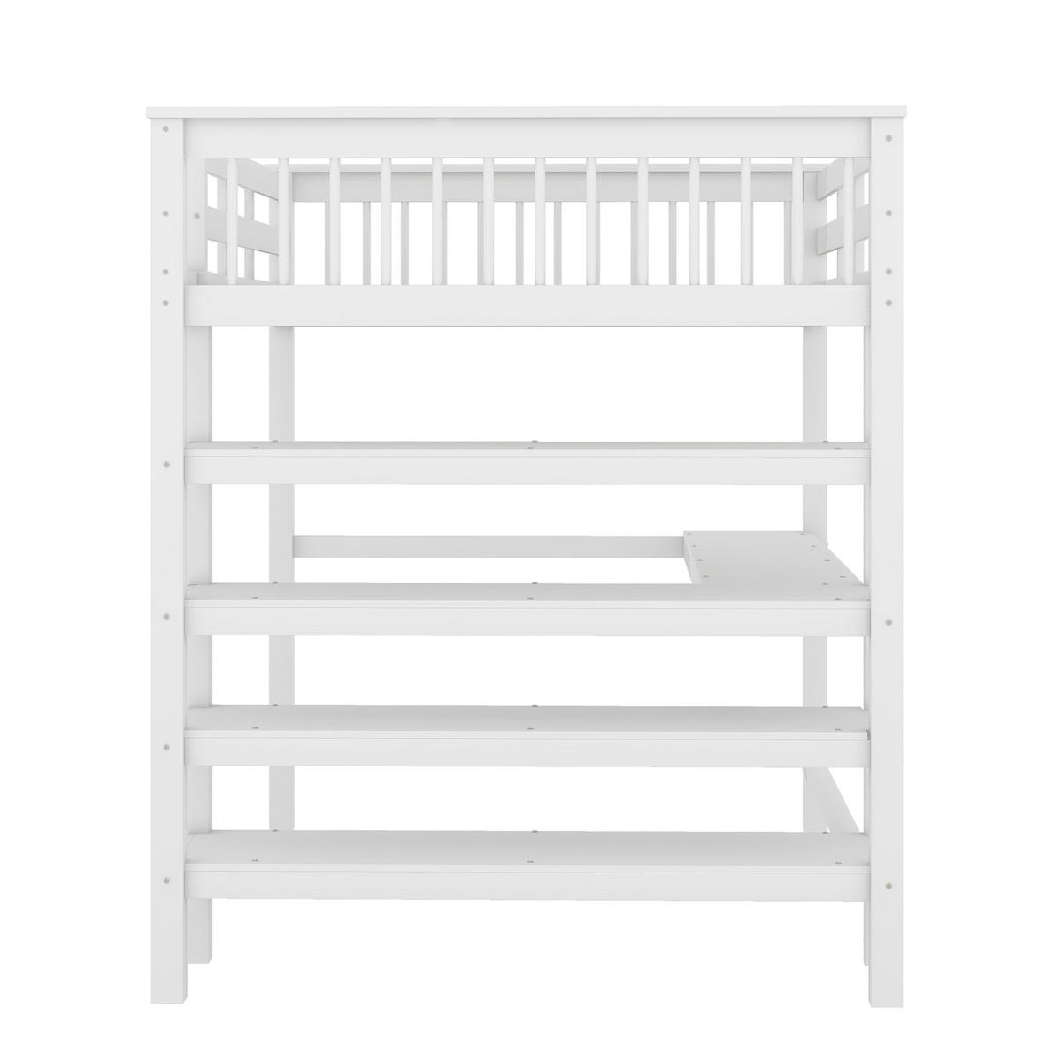 HOCHBETT 140/200 cm weiß mit Ablagefächern und Unterbettschreibtisch - Weiß, Holz (140/200cm) - OKWISH