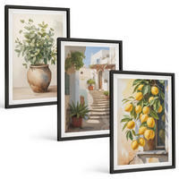 BILDER SET 3er Set - 40x60 cm Schwarzer Rahmen - Zitronenblumen im Topf, Straßen - Schwarz, Kunststoff (40/60cm) - TULUP
