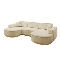 WOHNLANDSCHAFT MARI-U1-v2 - 303x171x83 cm Beige Velours - Beige, Holzwerkstoff/Textil (303/83/171cm) - ALTDECOR