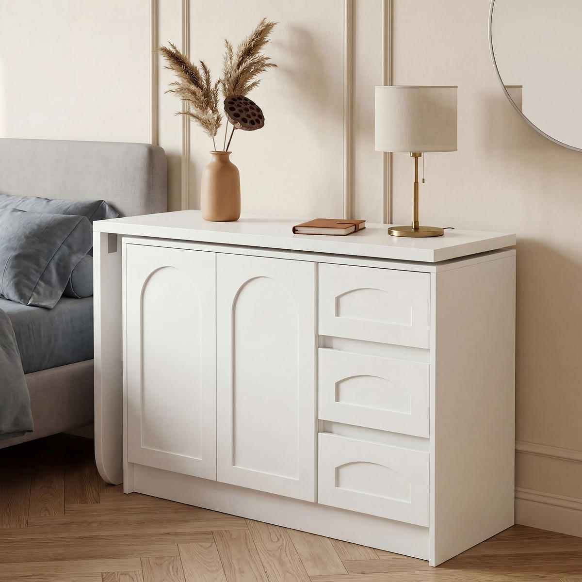 SCHREIBTISCH aus MDF in Weiß, 360° drehbar und platzsparend - Weiß, Holzwerkstoff (40/110/75cm) - Urban Meuble