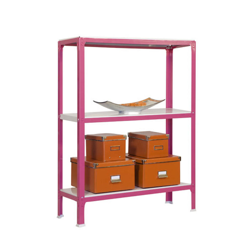 WOHNREGAL LIVING KOALA METAL mit 3 Fachböden | HxBxT 90x80x40cm | Fachlast 150kg | Rosa/Weiß - Rosa, Metall (80/90/40cm) - PROREGAL