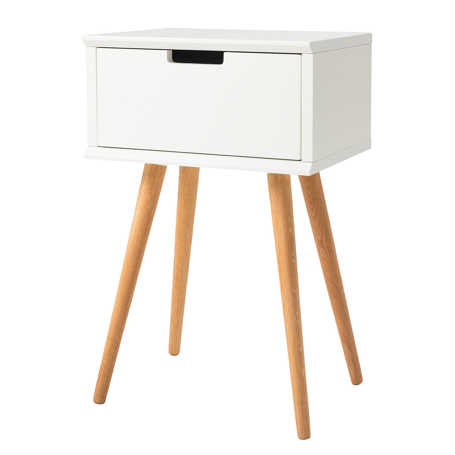 NACHTTISCH - Teilmassivholz - Eichefarben/Weiß, Eichenholz/Holz (40/61/30cm) - home24