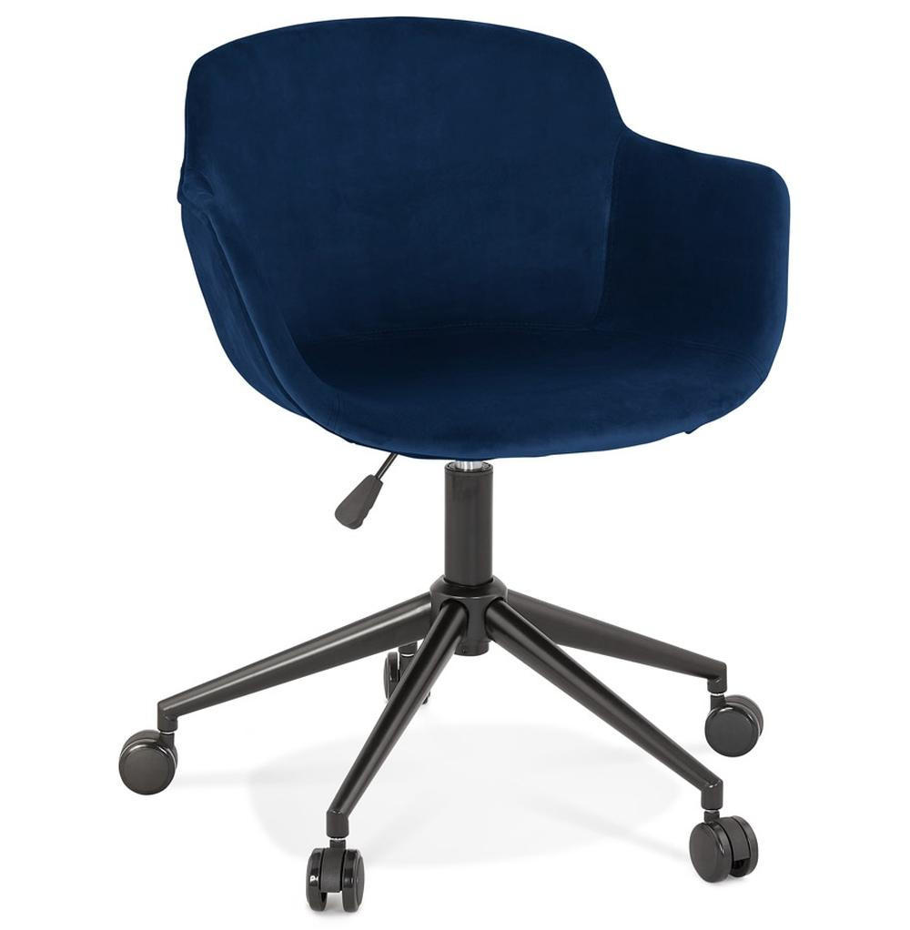 BÜROSTUHL Samt mit Rollen, 360° drehbar und höhenverstellbar PILANO, Blau 54x59x80 cm - Blau/Schwarz, Textil/Metall (59/80/54cm) - KADIMA DESIGN
