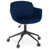 BÜROSTUHL Samt mit Rollen, 360° drehbar und höhenverstellbar PILANO, Blau 54x59x80 cm - Blau/Schwarz, Textil/Metall (59/80/54cm) - KADIMA DESIGN