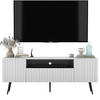 TV-SCHRANK Elpis Weiß Matt mit Metallbeine Glamour 150 cm - Schwarz/Weiß, Holzwerkstoff/Metall (150/60.5/36.5cm) - Meble Lindner