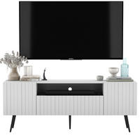TV-SCHRANK Elpis Weiß Matt mit Metallbeine Glamour 150 cm - Schwarz/Weiß, Holzwerkstoff/Metall (150/60.5/36.5cm) - Meble Lindner