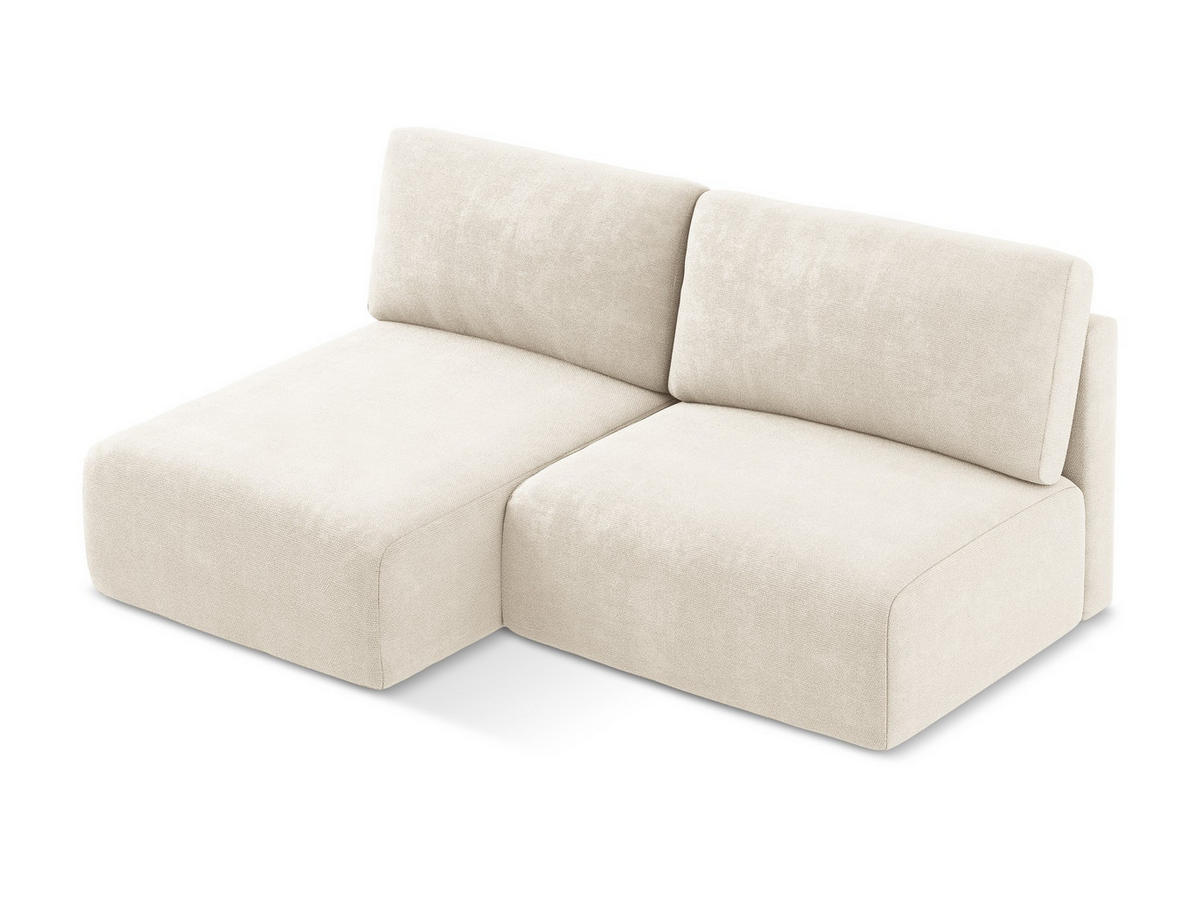 ECKSOFA mit Schlaffunktion links Chenille Stoff Beige - Beige/Creme, Kunststoff/Textil (149/210cm) - Makamii