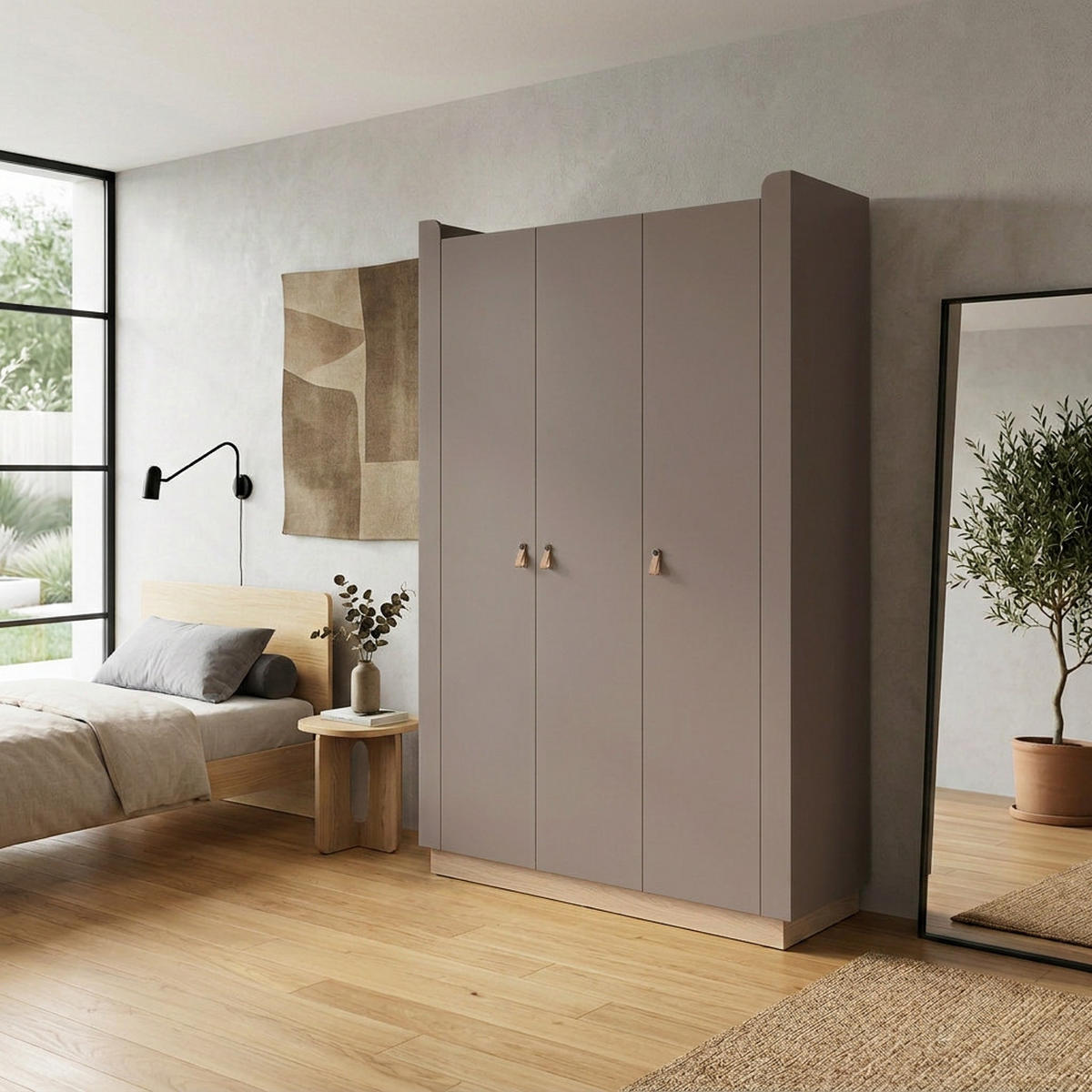 SKŘÍŇ S OTOČNÝMI DVEŘMI Sorella s otočnými dveřmi, 3 dveře, 150 cm, do studentského pokoje, porcini + dub Mavelie - kapučínová/barva dubu, kov/kompozitní dřevo (150/201/52cm) - Beautysofa