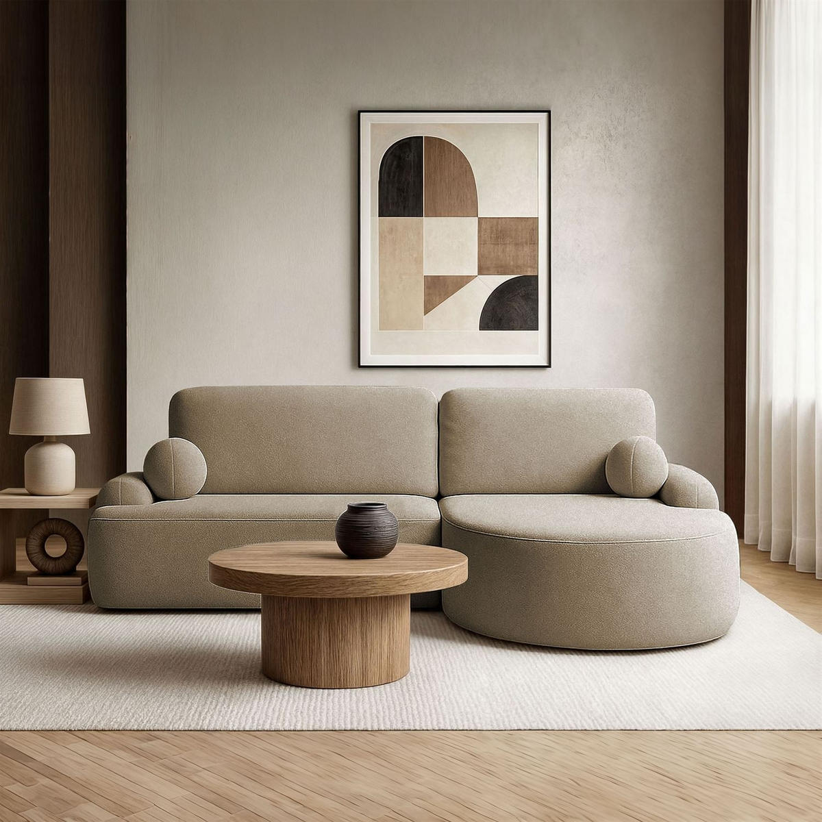 ECKSOFA CLEO mit Schlaffunktion Version Rechte QUELLE 18 - Cappuccino, Kunststoff (264/172cm) - Lookway