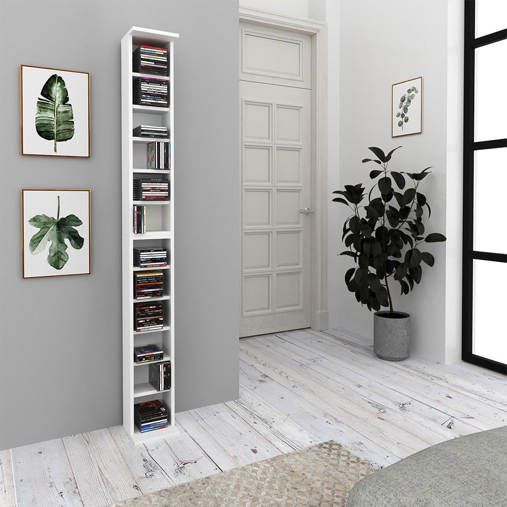 CD-REGAL Weiß 21 x 91.8 cm Groß 2er set - Weiß, Holzwerkstoff (21/183.6/20cm) - Vicco