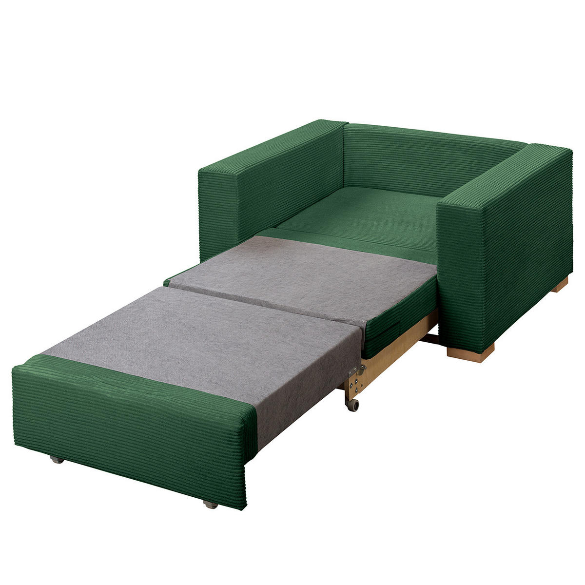 SCHLAFSESSEL - Buchefarben/Grün, Buchenholz/Textil (110/90/90cm) - home24