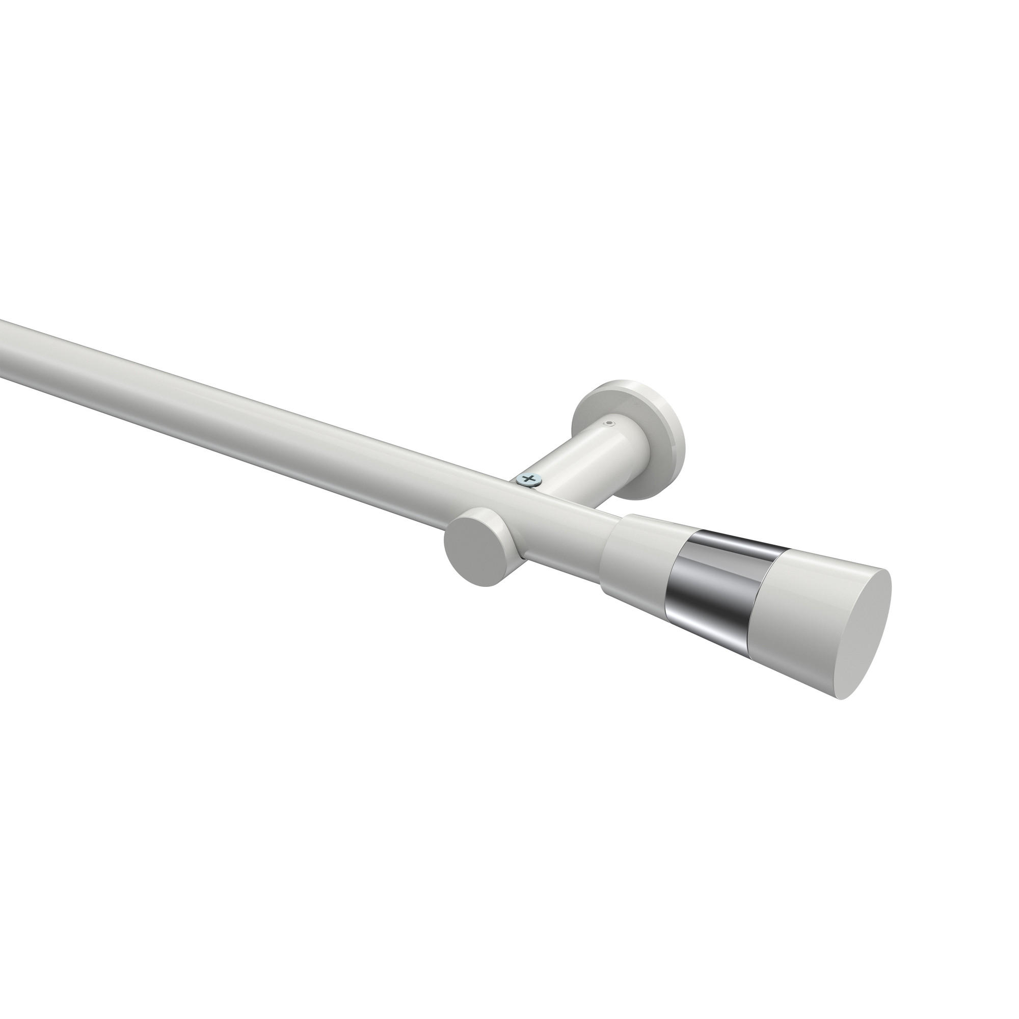 GARDINENSTANGEN-SET Platon Tanara 140 cm, 1-läufig (ohne Ringe), 20 mm Ø Weiß - Chromfarben/Weiß, Metall (140cm) - INTERDECO