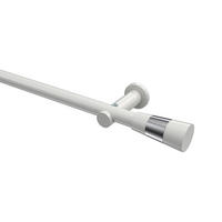 GARDINENSTANGEN-SET Platon Tanara 480 cm (geteilt in 3 x 160 cm), 1-läufig (ohne Ringe), 20 mm Ø Weiß - Chromfarben/Schwarz, Metall (480cm) - INTERDECO