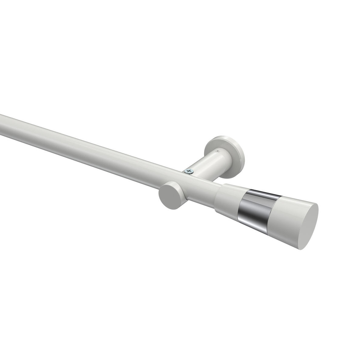 GARDINENSTANGEN-SET Platon Tanara 480 cm (geteilt in 3 x 160 cm), 1-läufig (ohne Ringe), 20 mm Ø Weiß - Chromfarben/Schwarz, Metall (480cm) - INTERDECO