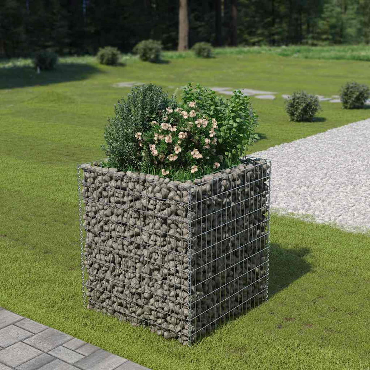 HOCHBEET aus Gabionen ROON aus Stahl 90x90x100 cm - Silberfarben, Metall (90/100/90cm) - DELUKE