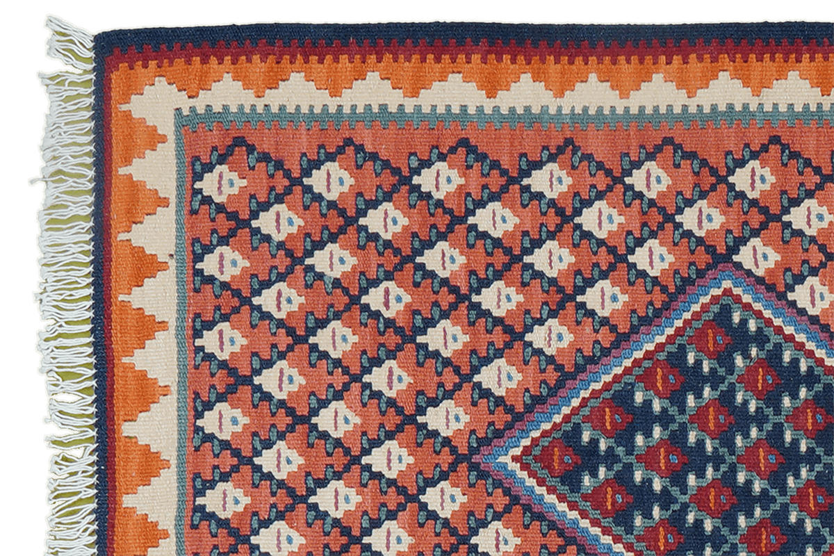 HANDWEBTEPPICH Kelim Senneh Rot 86/62 cm Schurwolle - Rot, Textil (62/86cm) - Looma