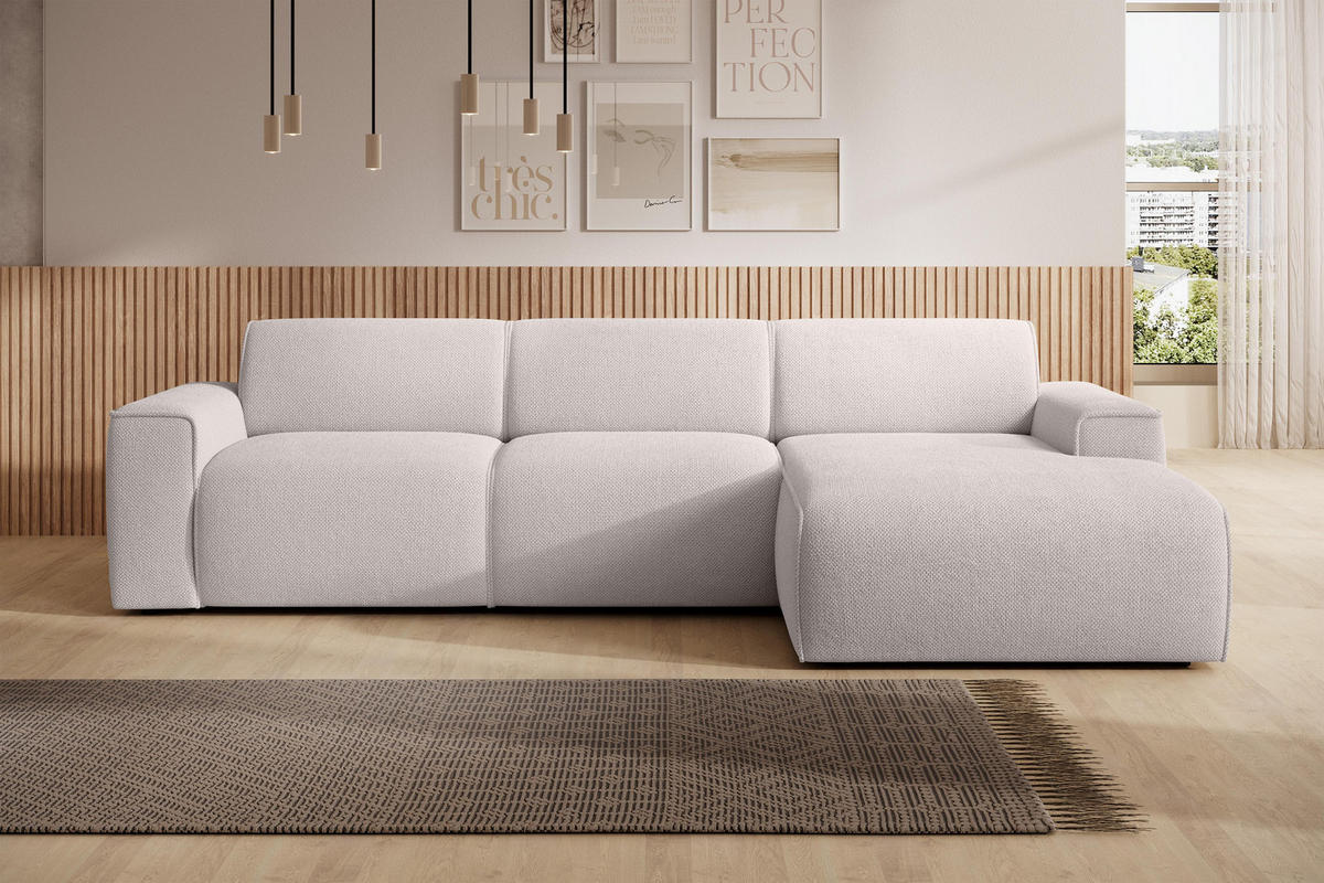 ECKSOFA L Form Didim mini Taupe 310/165/78 cm – stilvolle kleine Eckcouch R - Taupe/Schwarz, Kunststoff/Textil (310/165cm) - AX Living