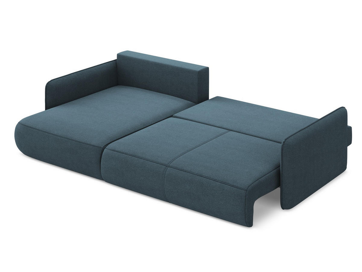 ECKSOFA mit Schlaffunktion Strukturstoff Stoff Blau - Blau/Blaugrau, Kunststoff/Textil (148/240cm) - Makamii